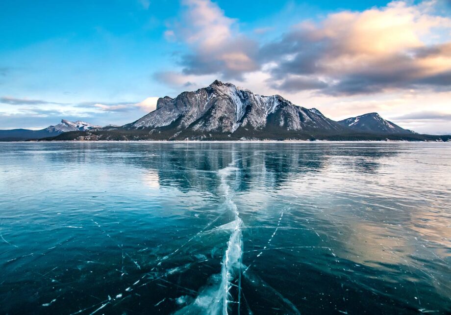 Ice fissures at Abraham Lake
